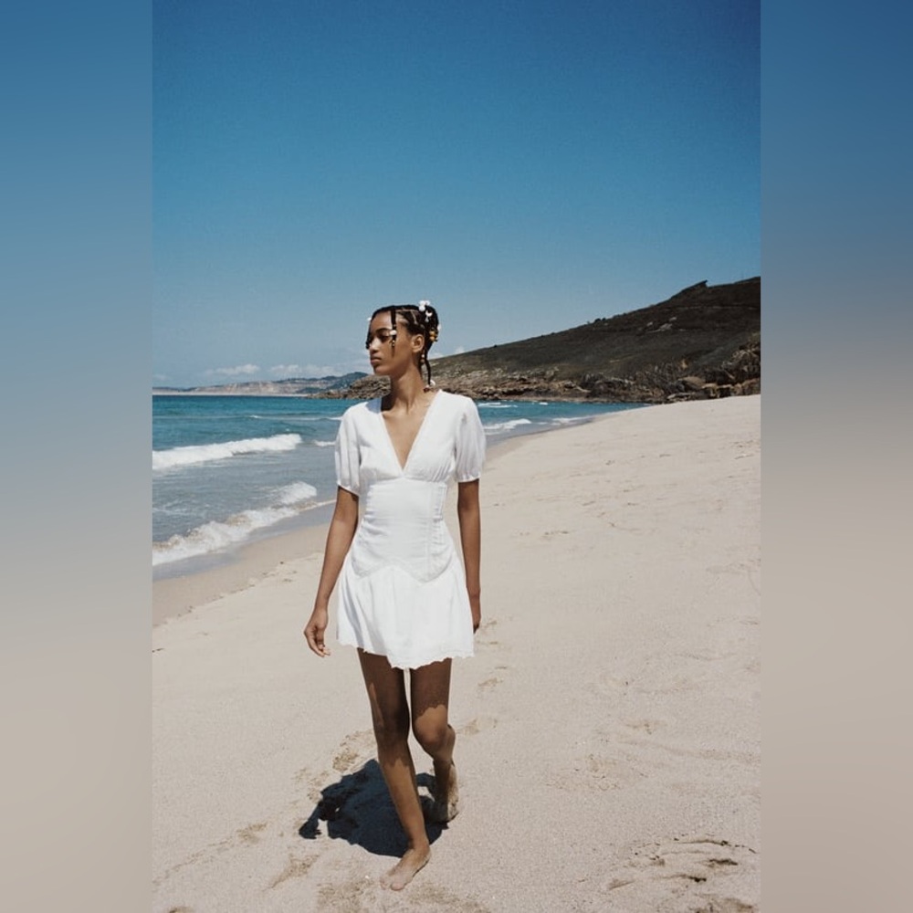 Zara SHORT DRESS WITH OPENWORK EMBROIDERY